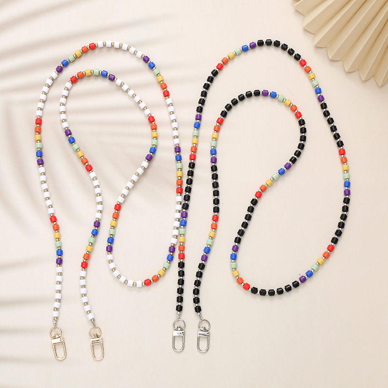 Simple Style Color Block Beaded Beaded Mobile Phone Chain display picture 1