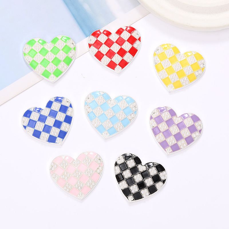 1 Piece 34 * 30mm Zinc Alloy Pearl Heart Shape Polished Sticking Diamond Material display picture 1