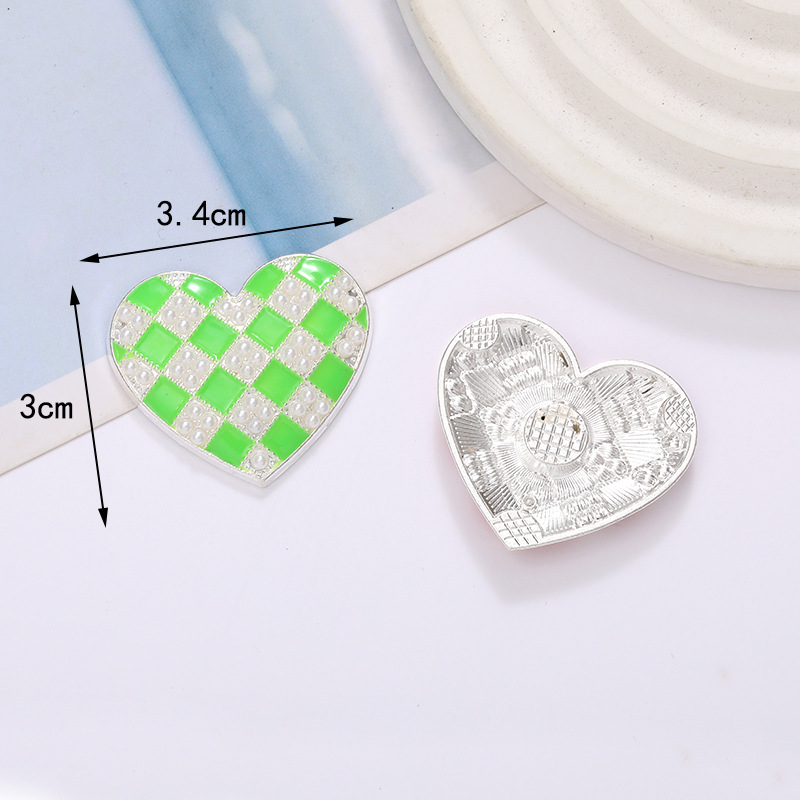 1 Pieza 34x30mm Aleación De Zinc Perla Forma De Corazón Pulido Material De Diamante Pegado display picture 2