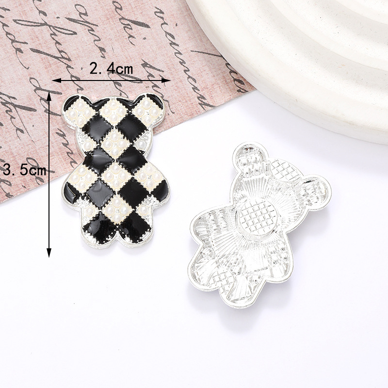 1 Piece 24 * 35mm Zinc Alloy Pearl Bear Polished Patch Material display picture 2