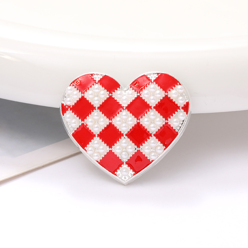 1 Piece 34 * 30mm Zinc Alloy Pearl Heart Shape Polished Sticking Diamond Material display picture 4