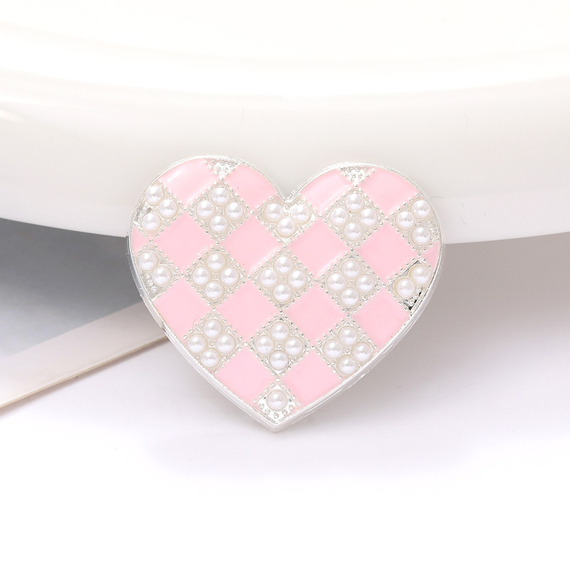 1 Piece 34 * 30mm Zinc Alloy Pearl Heart Shape Polished Sticking Diamond Material display picture 5