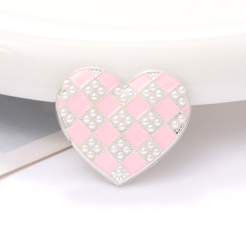 1 Pieza 34x30mm Aleación De Zinc Perla Forma De Corazón Pulido Material De Diamante Pegado display picture 5
