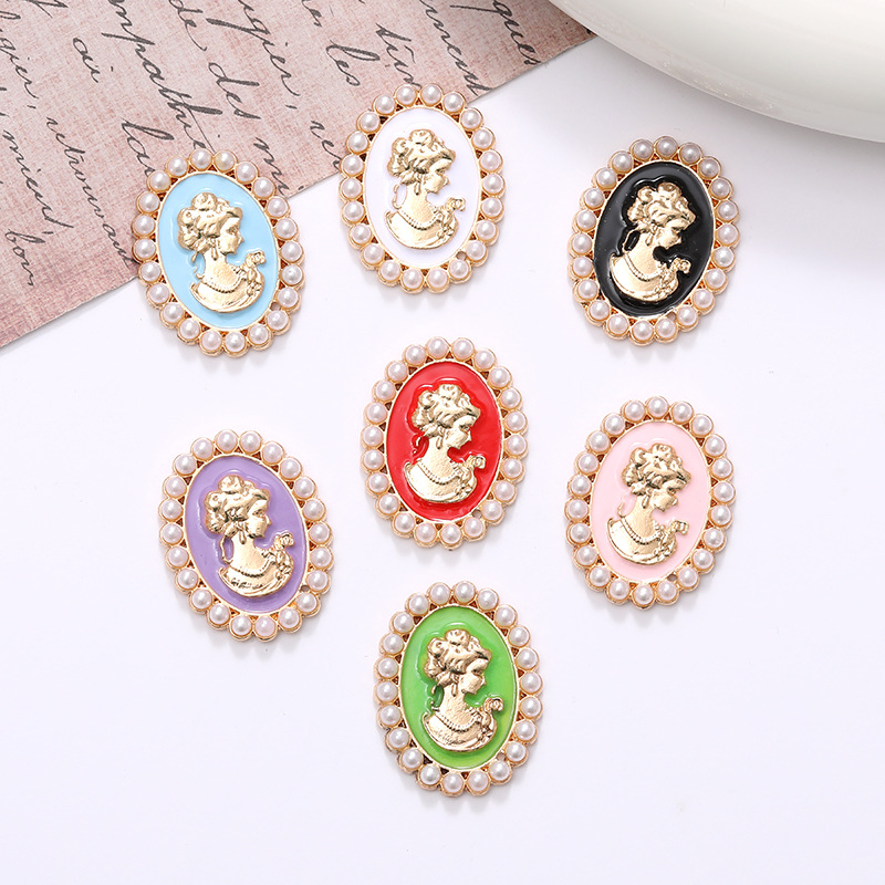 1 Piece 24 * 30mm Zinc Alloy Pearl Human Oval Polished Patch Material display picture 1