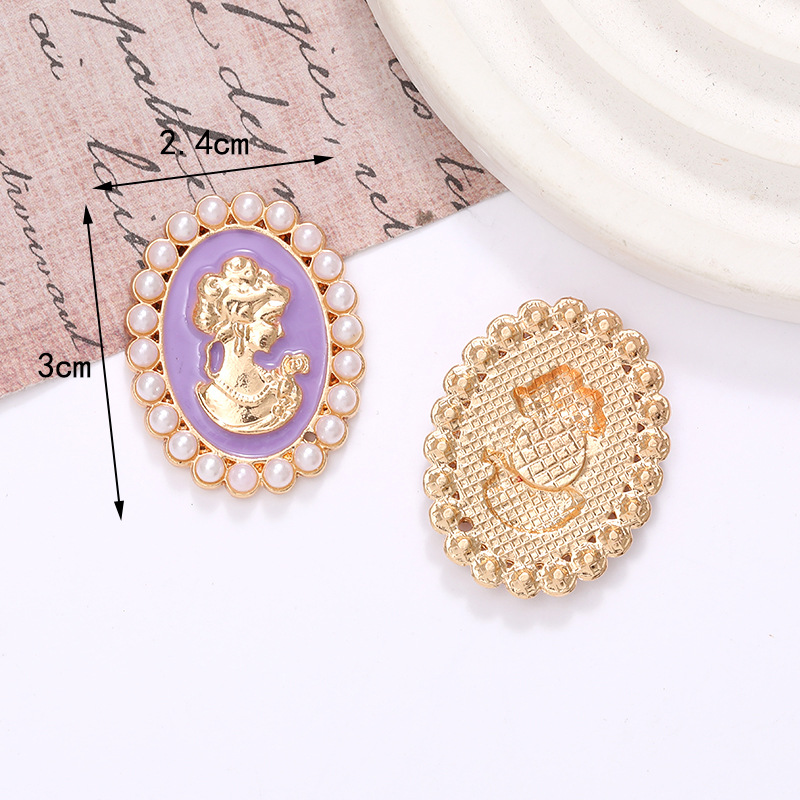 1 Piece 24 * 30mm Zinc Alloy Pearl Human Oval Polished Patch Material display picture 2