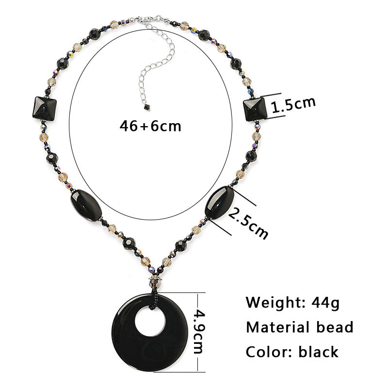 Classical Retro Geometric Copper Beaded Inlay Resin Glass Bead Women's Pendant Necklace display picture 4
