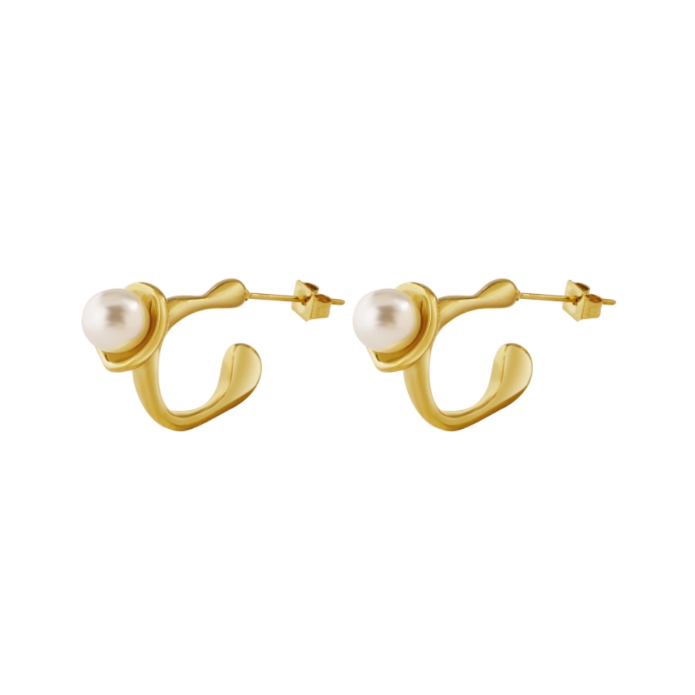 1 Pair Elegant Classical Simple Style Pearl Plating Inlay 304 Stainless Steel Artificial Pearls 18K Gold Plated Ear Studs display picture 8