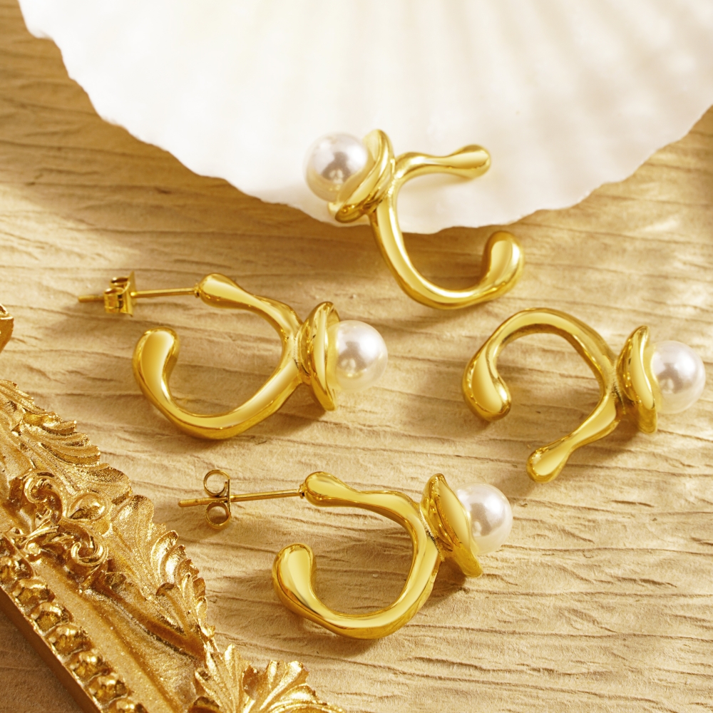 1 Paar Elegant Klassisch Einfacher Stil Perle Überzug Inlay Edelstahl 304 Künstliche Perlen 18 Karat Vergoldet Ohrstecker display picture 11