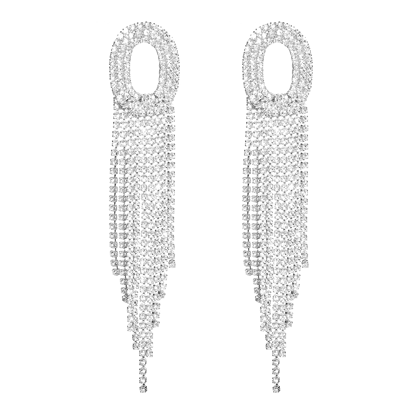 1 Pair Elegant Oval Hollow Out Inlay Stainless Steel Alloy Rhinestone Rhinestones Drop Earrings display picture 1