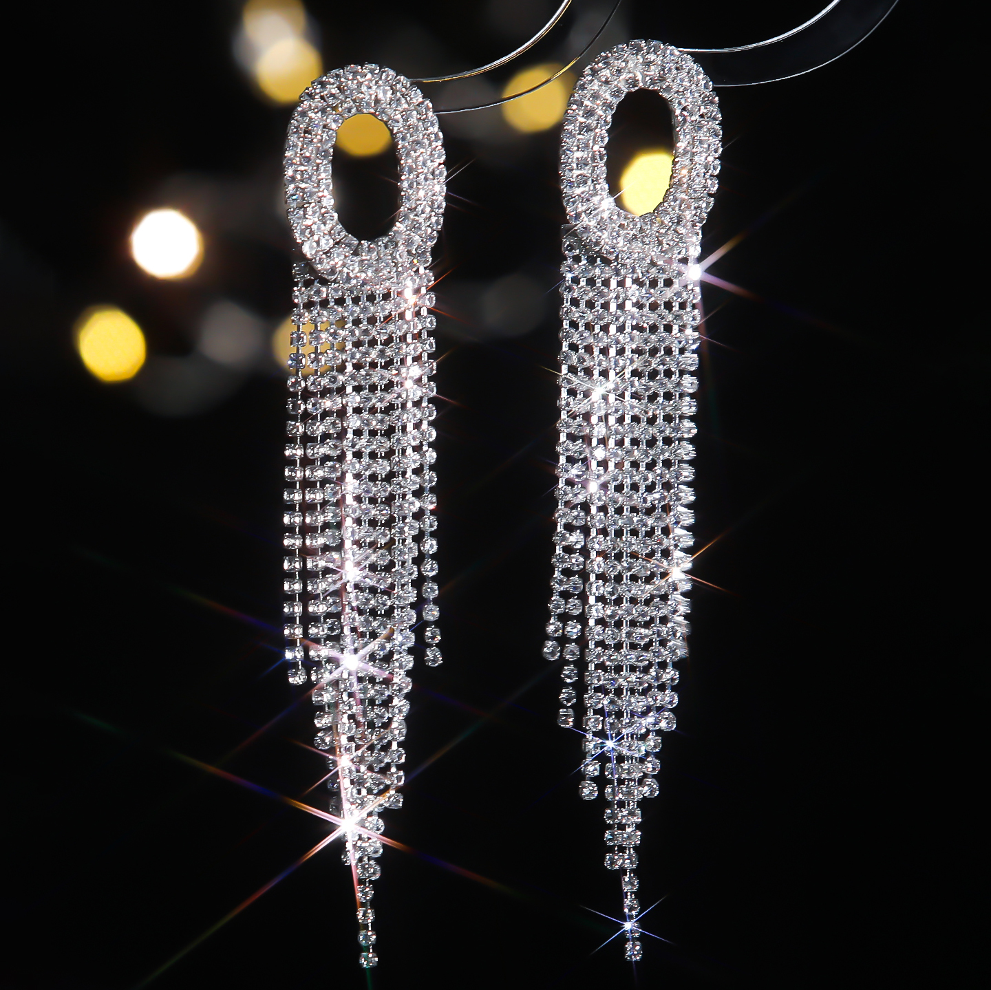1 Pair Elegant Oval Hollow Out Inlay Stainless Steel Alloy Rhinestone Rhinestones Drop Earrings display picture 4