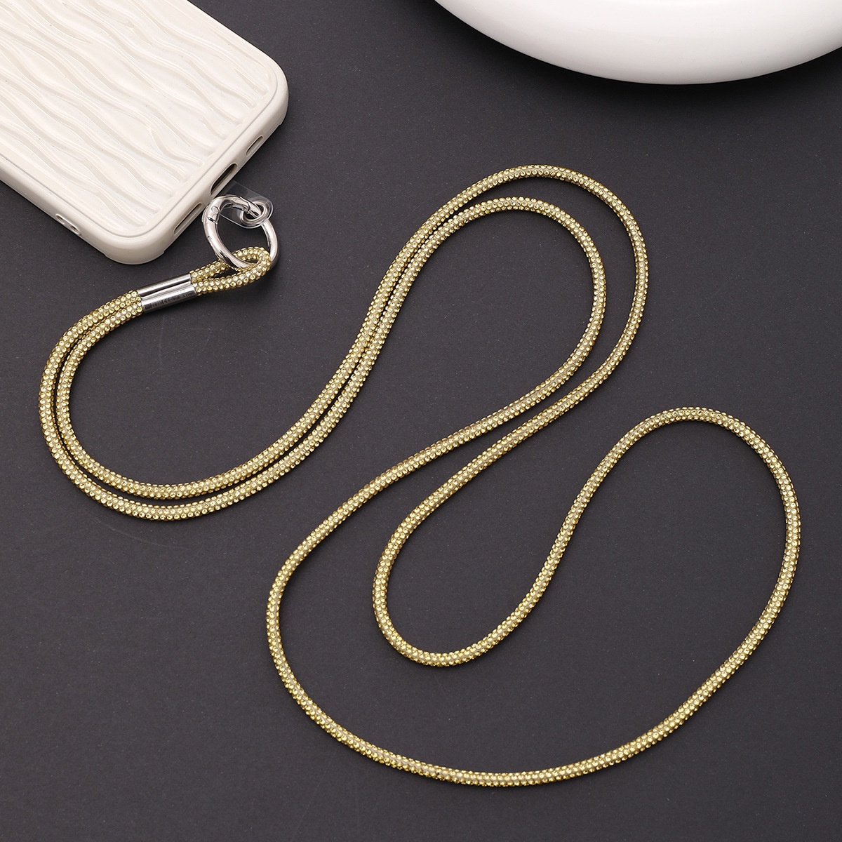 Simple Style Solid Color Nylon Metal Plating Mobile Phone Chain display picture 3