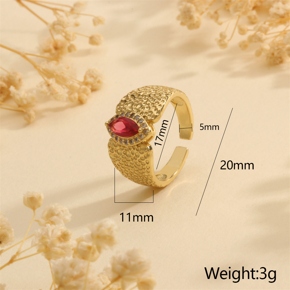 Wholesale Vintage Style Commute Round Eye Copper Plating Inlay 18K Gold Plated Zircon Open Rings display picture 7