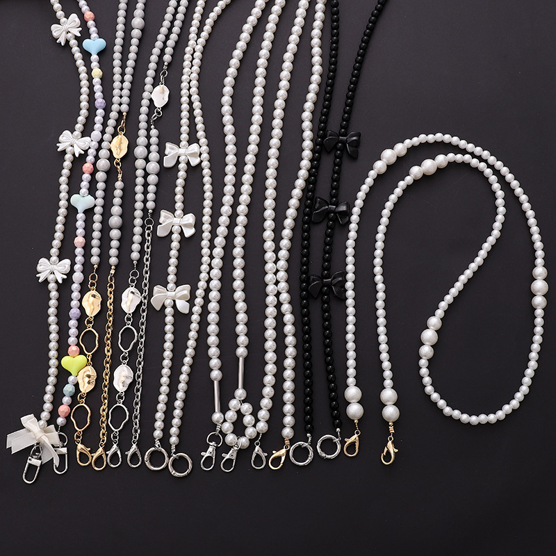 Simple Style Bow Knot Imitation Pearl Beaded Chain Mobile Phone Chain display picture 2