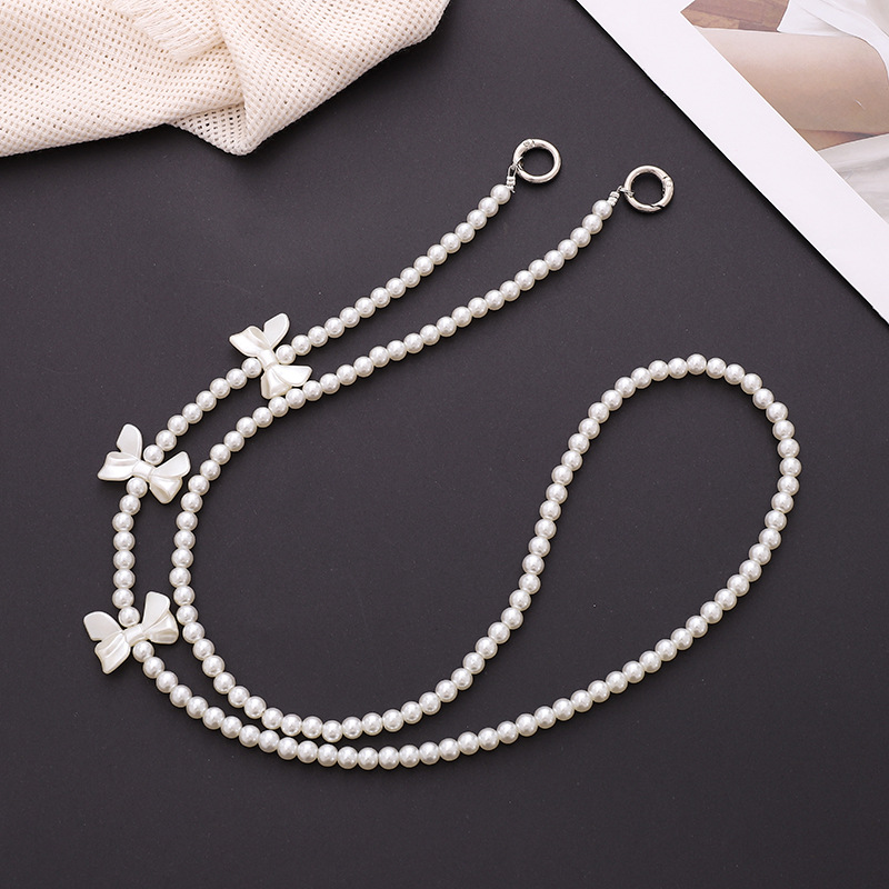 Simple Style Bow Knot Imitation Pearl Beaded Chain Mobile Phone Chain display picture 3