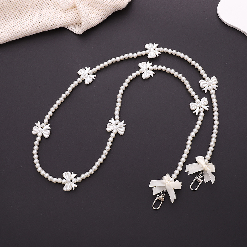 Simple Style Bow Knot Imitation Pearl Beaded Chain Mobile Phone Chain display picture 5