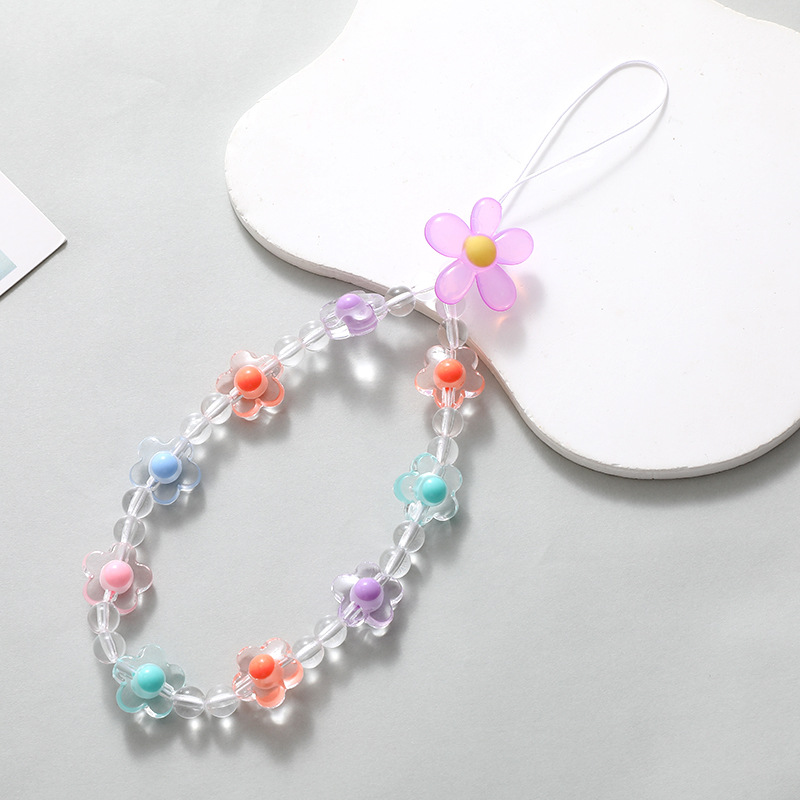 IG Style Sweet Flower Arylic Beaded Mobile Phone Chain display picture 2