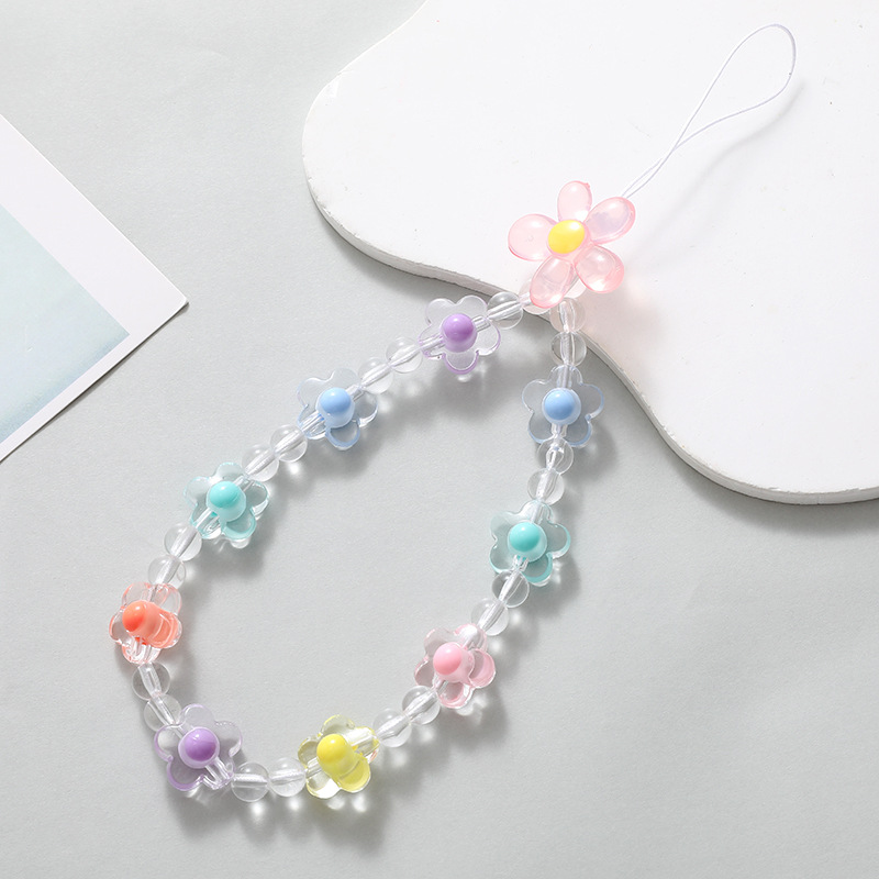 IG Style Sweet Flower Arylic Beaded Mobile Phone Chain display picture 3