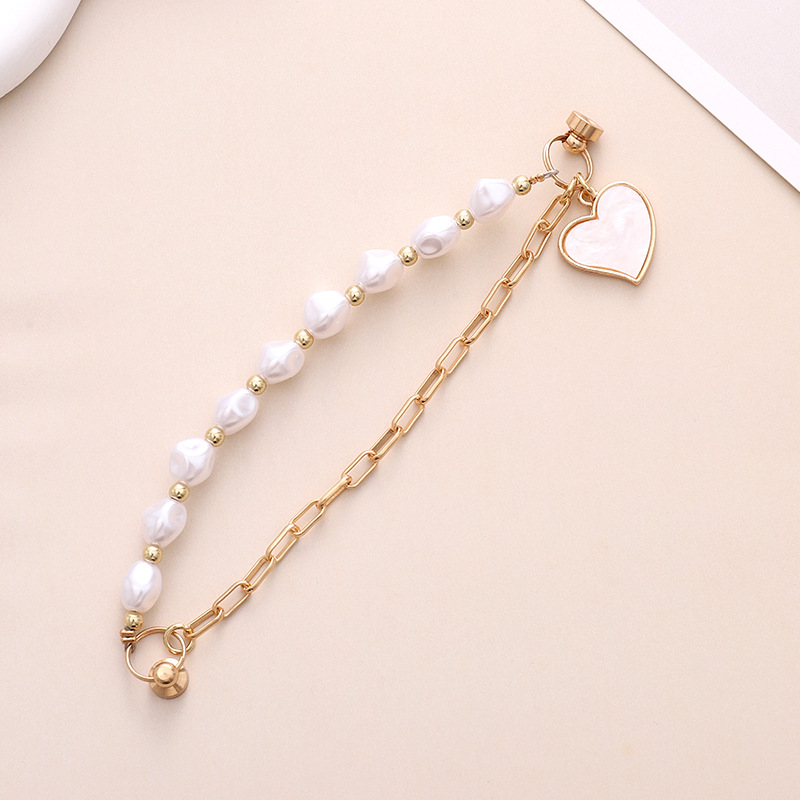 Simple Style Heart Shape Bow Knot Imitation Pearl Beaded Plating Inlay Rhinestones Mobile Phone Chain display picture 10