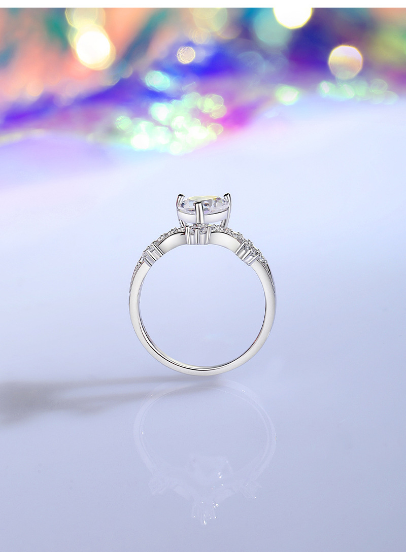 Sterling Silver Simple Style Classic Style Heart Shape Crown Inlay Moissanite Rings display picture 2