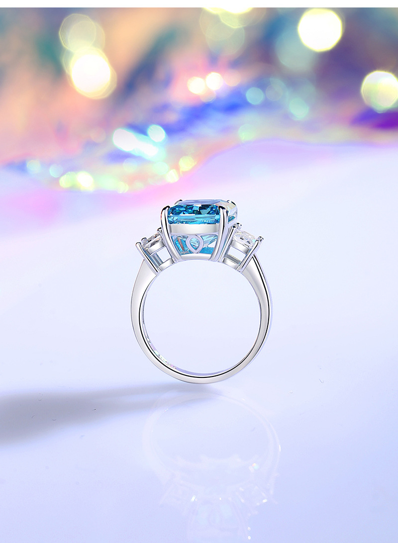 Sterling Silber Elegant Strassenmode Geometrisch Inlay Diamant Mit Hohem Kohlenstoffgehalt Ringe display picture 3
