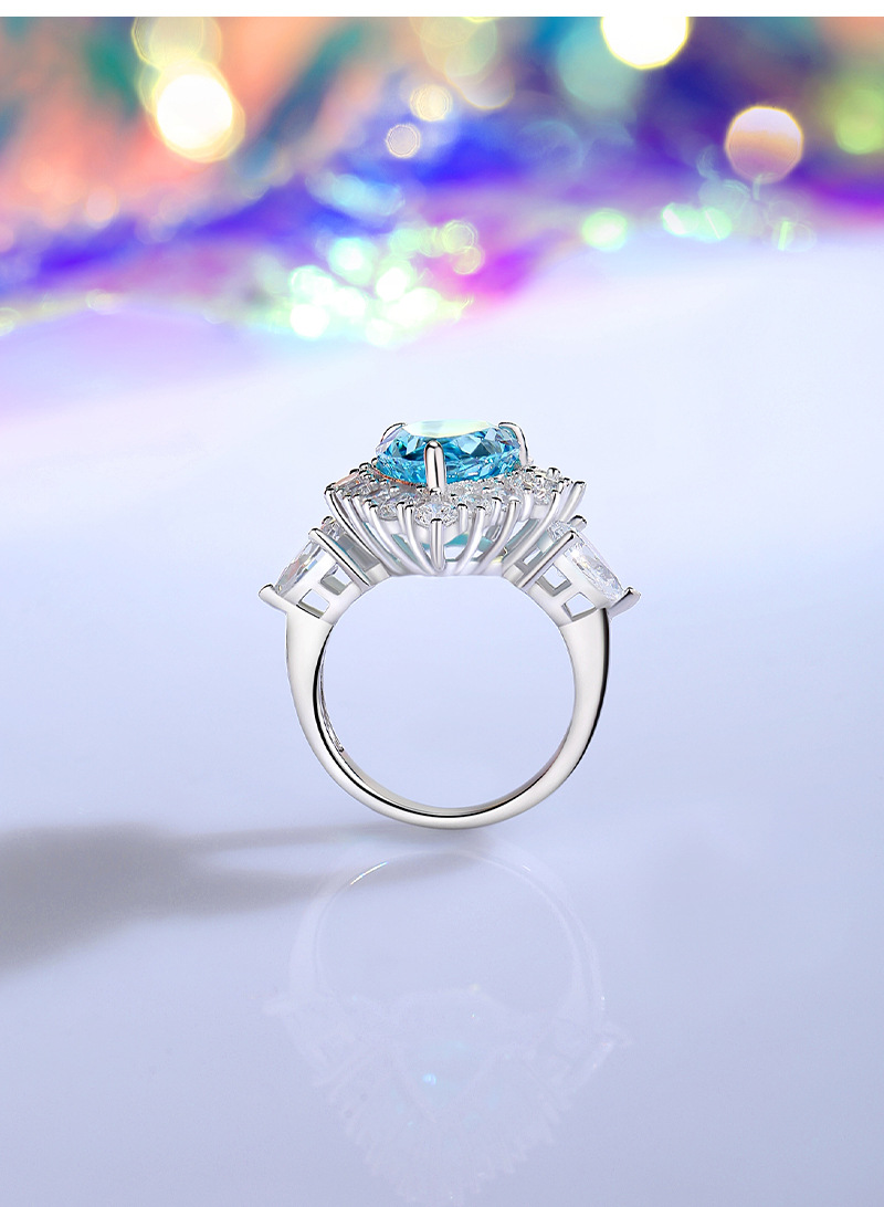 Sterling Silber Einfacher Stil Wassertropfen Einfarbig Inlay Diamant Mit Hohem Kohlenstoffgehalt Ringe display picture 2