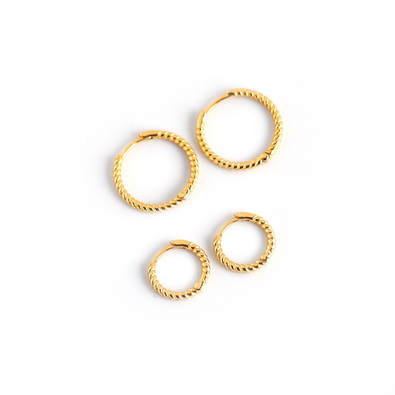 1 Pair Casual Hip-Hop Circle Round Plating Sterling Silver White Gold Plated Gold Plated Earrings display picture 5