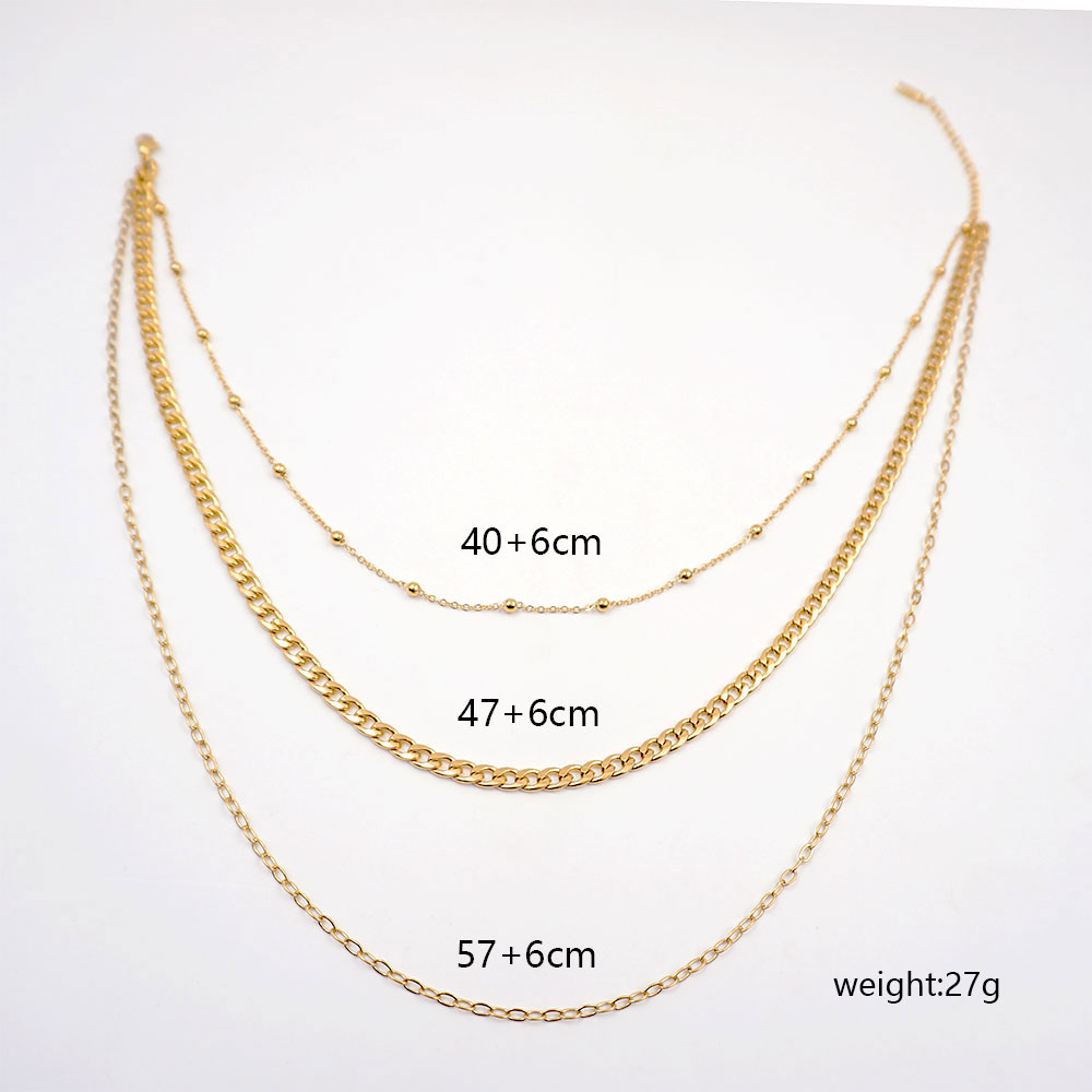 304 Stainless Steel Titanium Steel Gold Plated Modern Style Classic Style Handmade Plating Solid Color Three Layer Necklace display picture 4