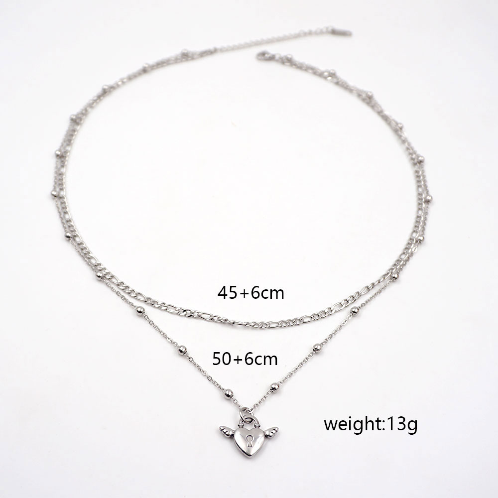 Titanium Steel Casual Modern Style Simple Style Handmade Angel Wings Layered Necklaces display picture 4