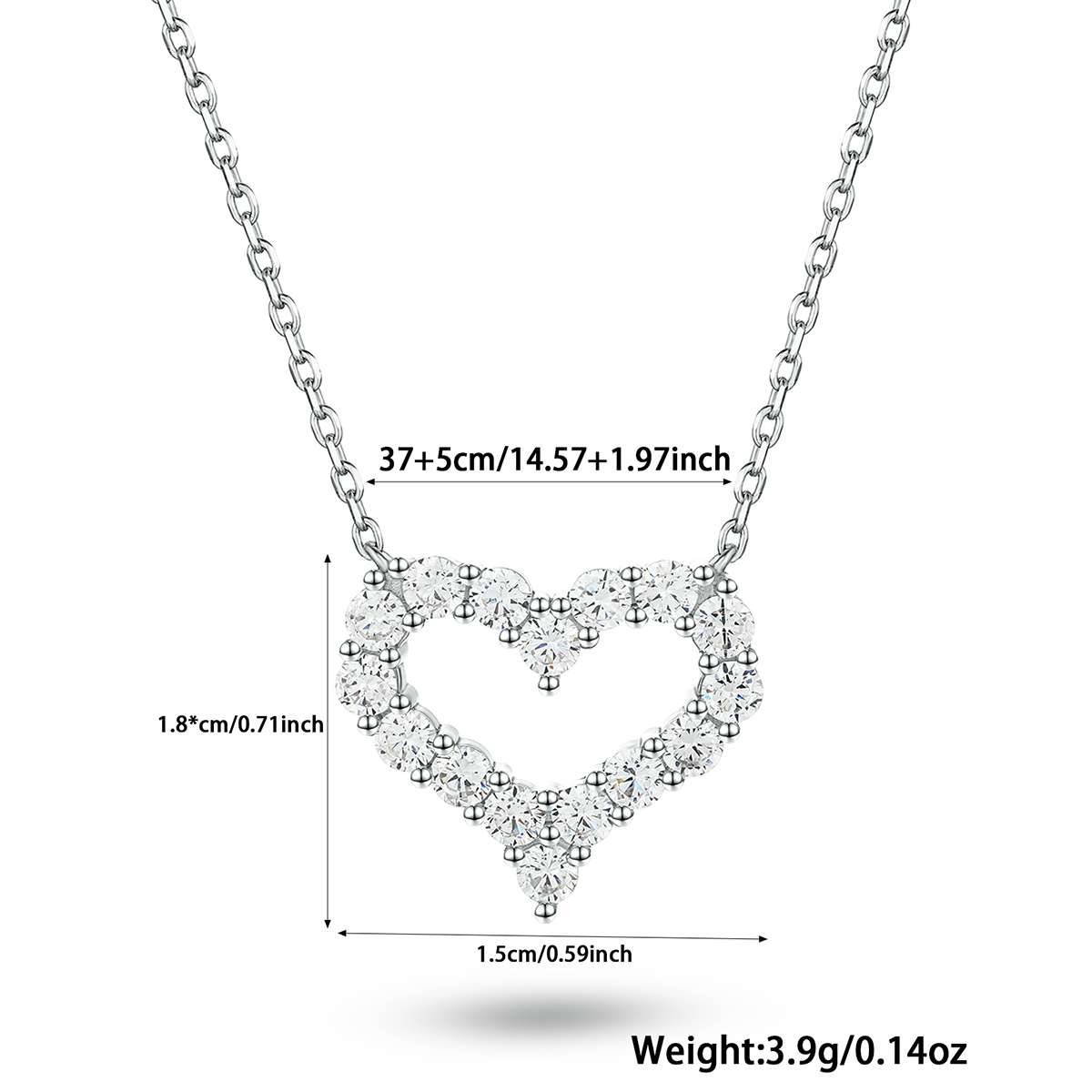 Elegant Glam Luxurious Heart Shape Sterling Silver Plating Inlay Zircon White Gold Plated Women's Bracelets Necklace Jewelry Set display picture 2