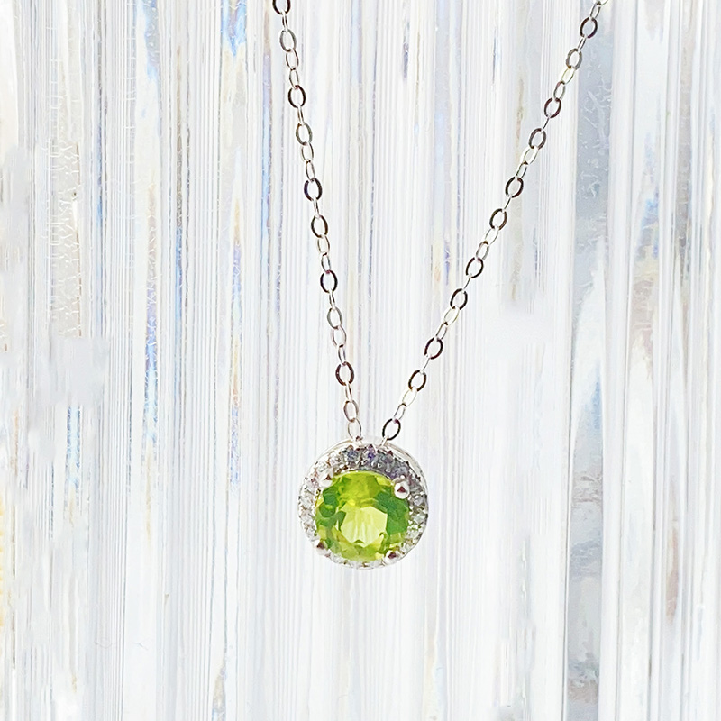 Argent Sterling Plaqué Or Style Vintage Style Simple Placage Incruster Cercle Topaze Olivine Pendentif display picture 1