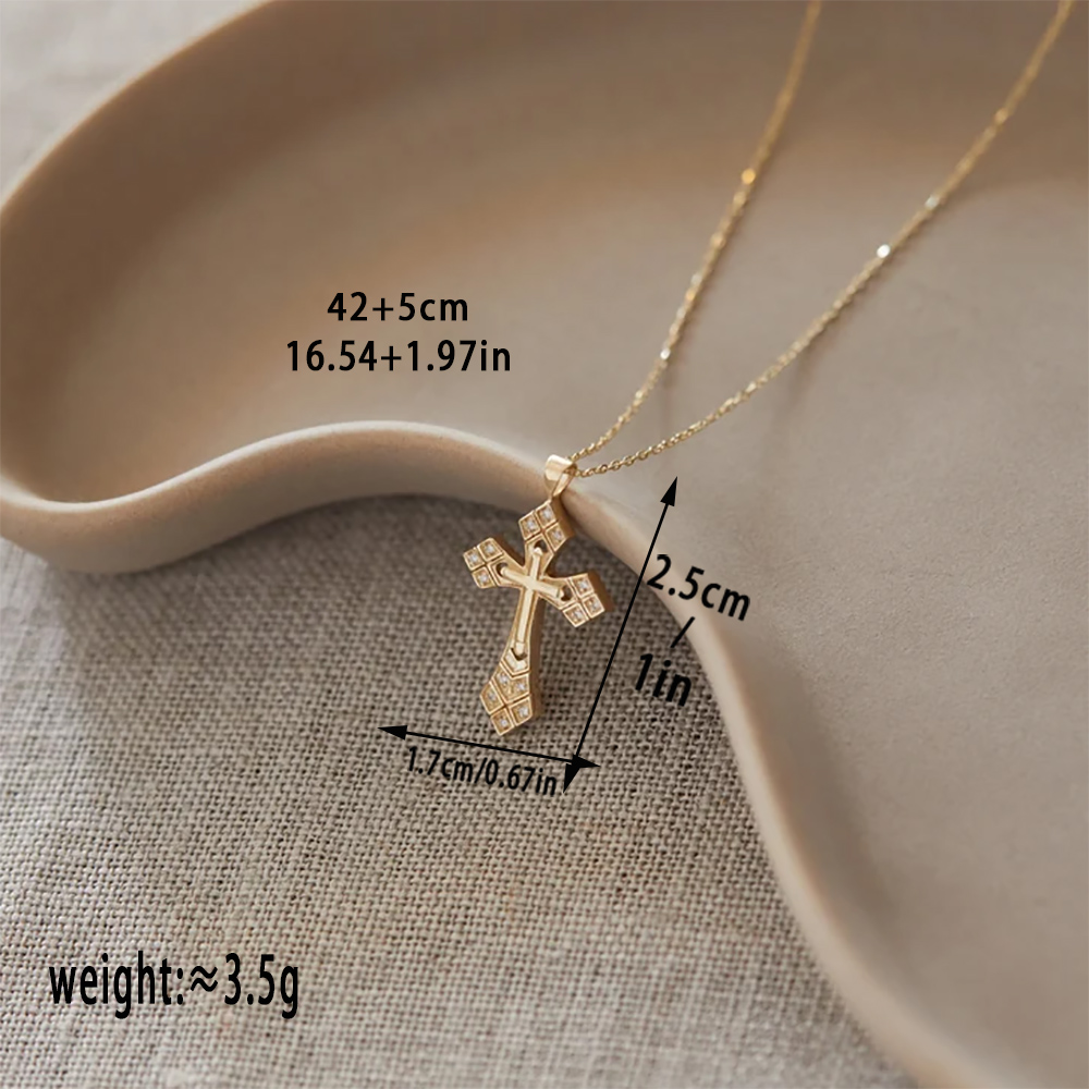 Copper Gold Plated Casual Simple Style Cross Inlay Zircon Pendant Necklace display picture 2
