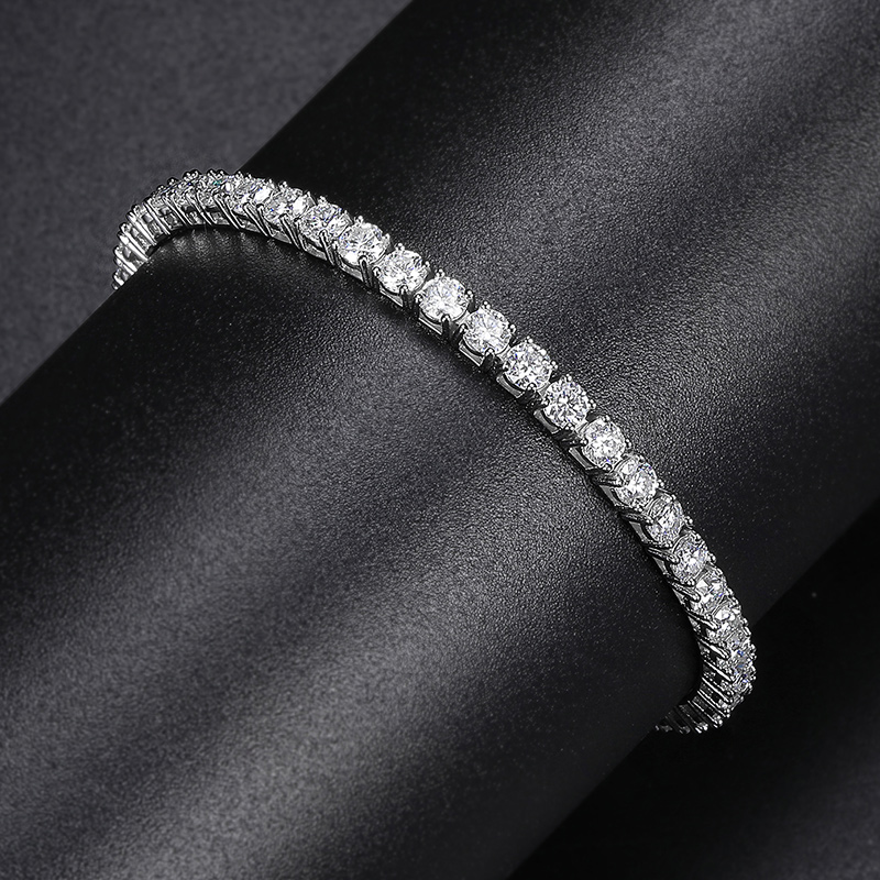 Sterling Silver 18K Gold Plated Casual Classic Style Round Plating Inlay Moissanite Tennis Bracelet display picture 2