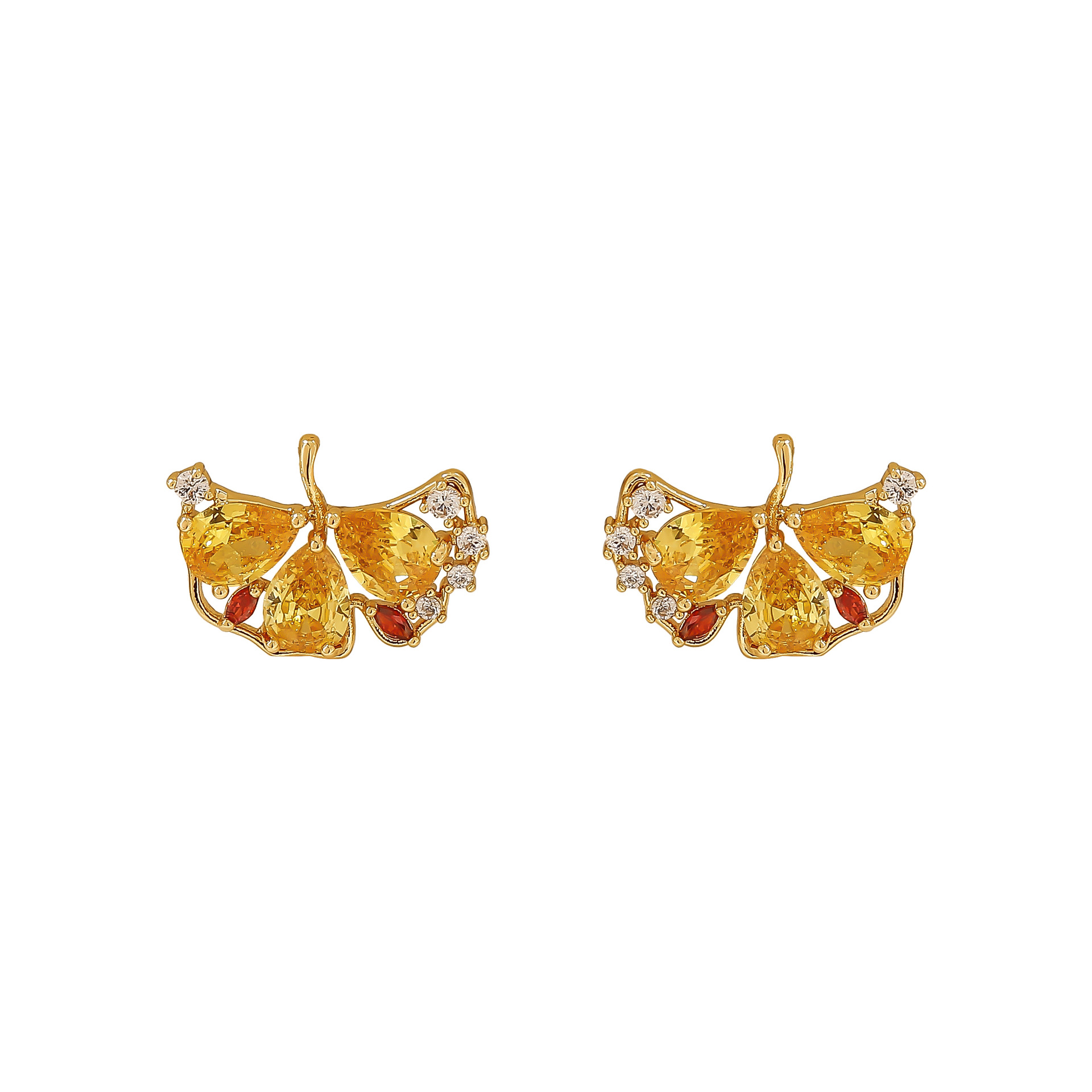1 Pair Fairy Style Sweet Maple Leaf Plating Copper 18K Gold Plated Ear Studs display picture 6