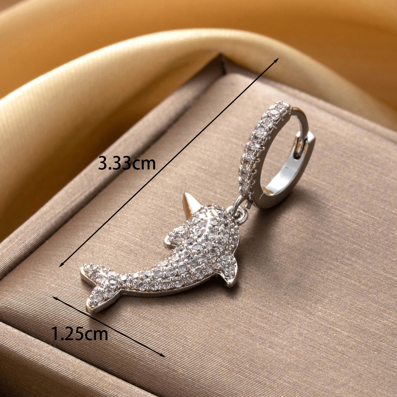 1 Piece IG Style Cross Star Whale Inlay Copper Zircon Ear Studs display picture 3