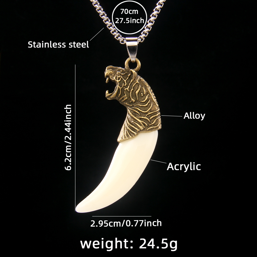 Hip-Hop Wolf 201 Stainless Steel Arylic Zinc Alloy Men's Pendant Necklace display picture 1