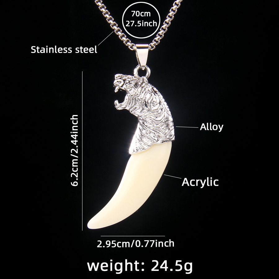 Hip-Hop Wolf 201 Stainless Steel Arylic Zinc Alloy Men's Pendant Necklace display picture 5