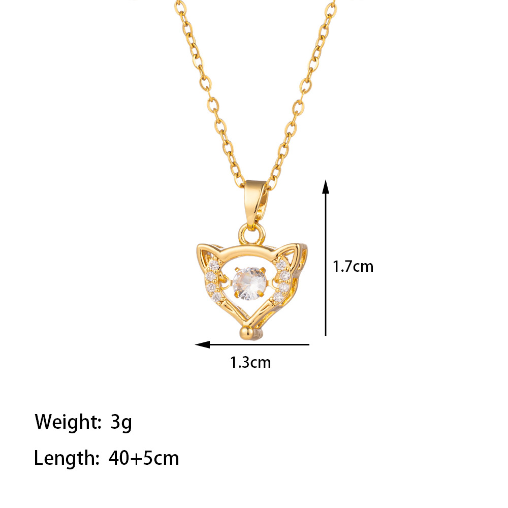 304 Stainless Steel 18K Gold Plated Casual Simple Style Polishing Inlay Sector Heart Shape Artificial Rhinestones Pendant Necklace display picture 4