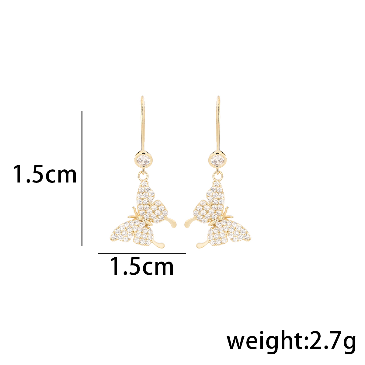 1 Pair Simple Style Classic Style Solid Color Plating Inlay Sterling Silver Zircon 14K Gold Plated Drop Earrings display picture 2