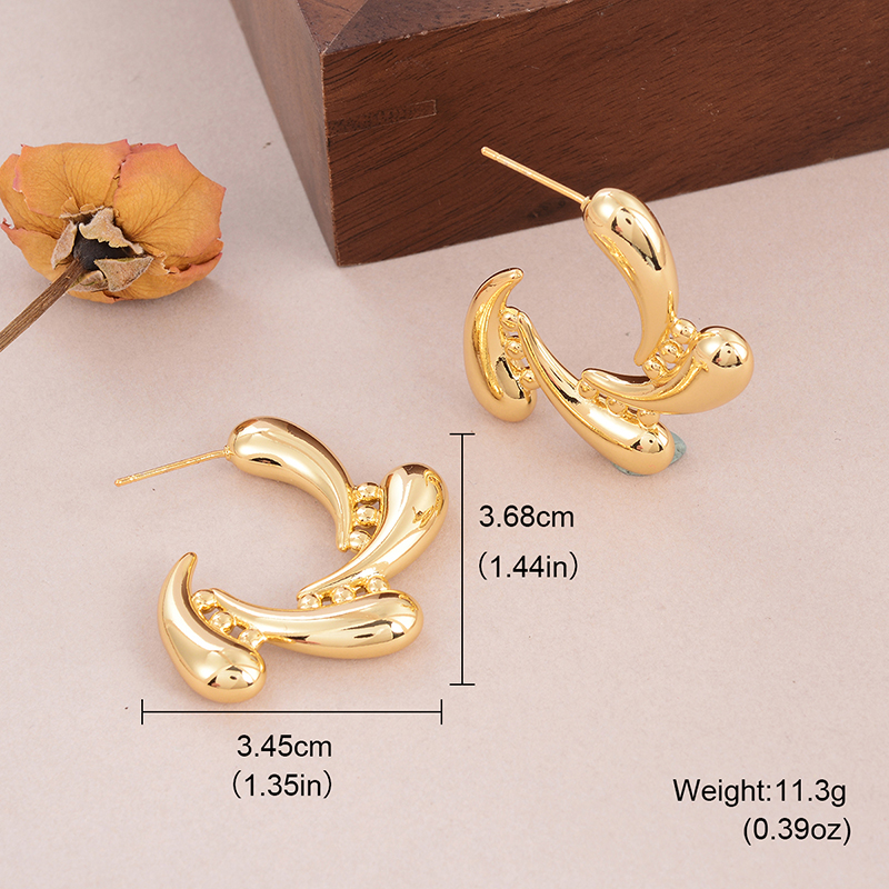 1 Pair Simple Style Classic Style Irregular Water Droplets Inlay Alloy Copper Pearl Ear Studs display picture 59