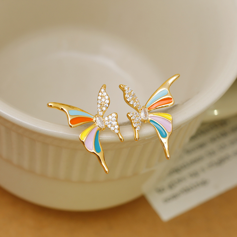 1 Pair Elegant Butterfly Plating Copper 18K Gold Plated Ear Studs display picture 3