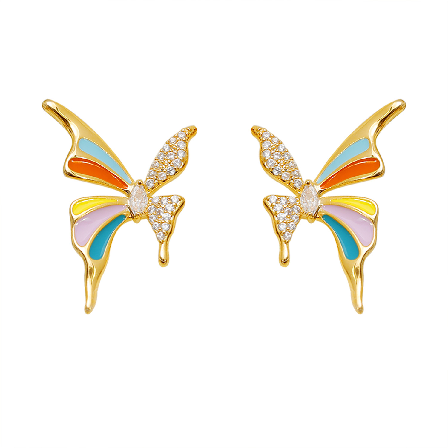 1 Par Elegante Mariposa Enchapado Cobre Chapados en oro de 18k Pendientes display picture 5