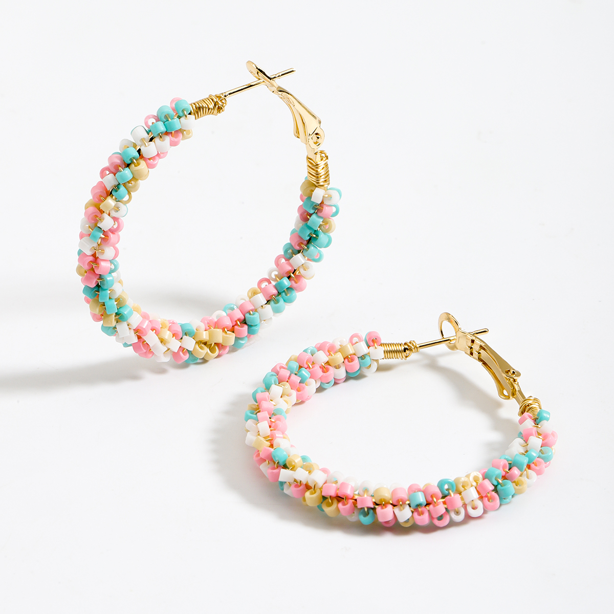 1 Pair Casual Vacation Color Block Handmade Braid Alloy Plastic Earrings display picture 1