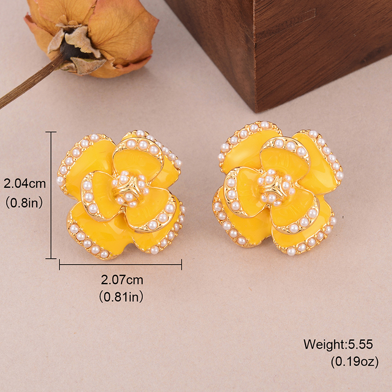 1 Pair Elegant Rose Flower Plating Inlay Copper Pearl Zircon 18K Gold Plated Ear Studs display picture 11