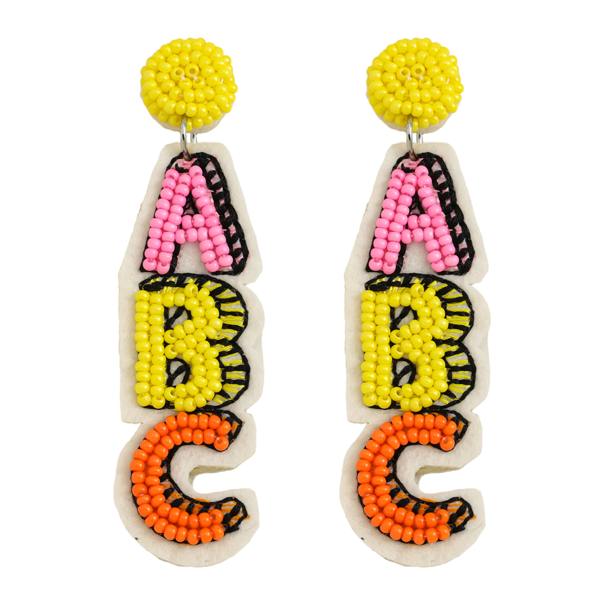 1 Pair Casual Cute Handmade Letter Plating Inlay Cloth Seed Bead Drop Earrings display picture 7