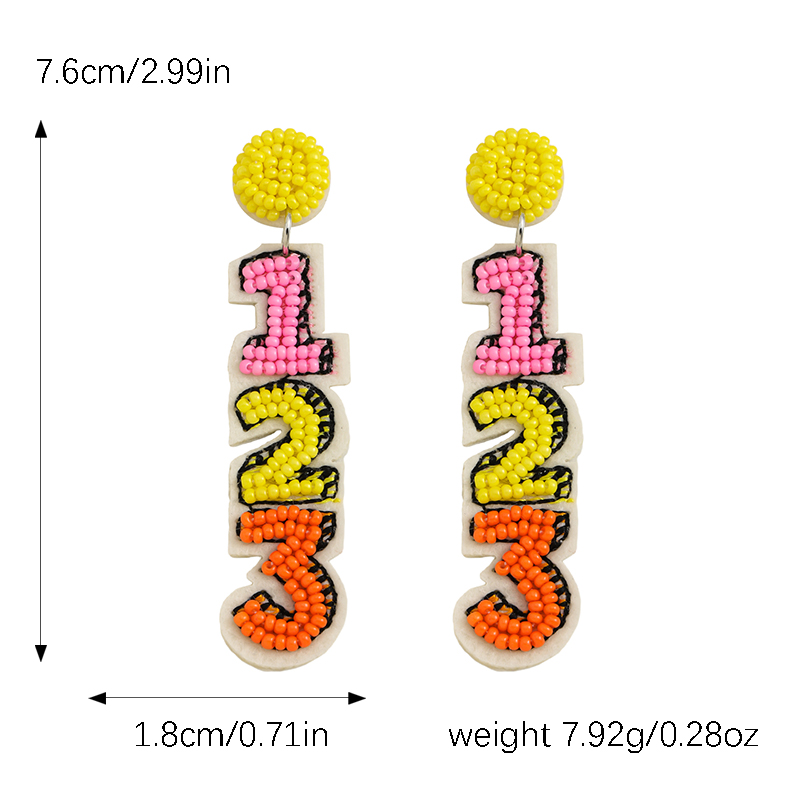 1 Pair Casual Cute Handmade Letter Plating Inlay Cloth Seed Bead Drop Earrings display picture 8