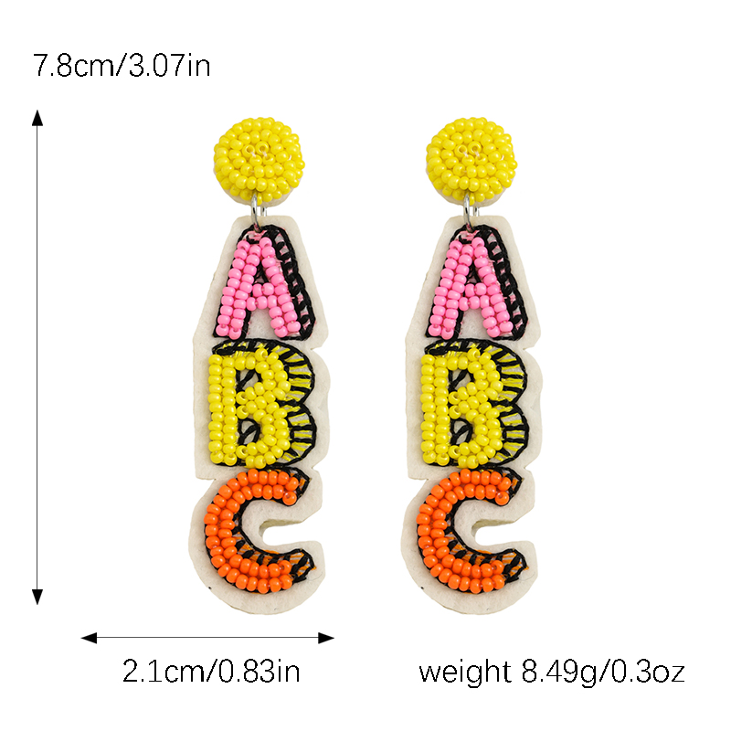 1 Pair Casual Cute Handmade Letter Plating Inlay Cloth Seed Bead Drop Earrings display picture 9