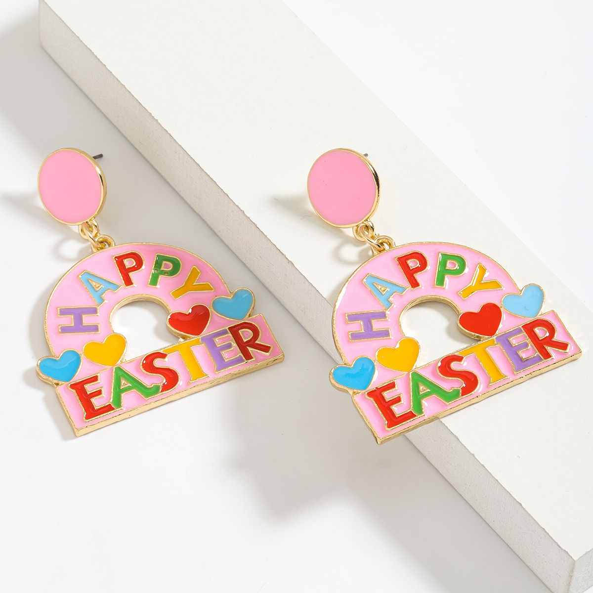 1 Pair Cute Classic Style Rainbow Enamel Alloy Drop Earrings display picture 1