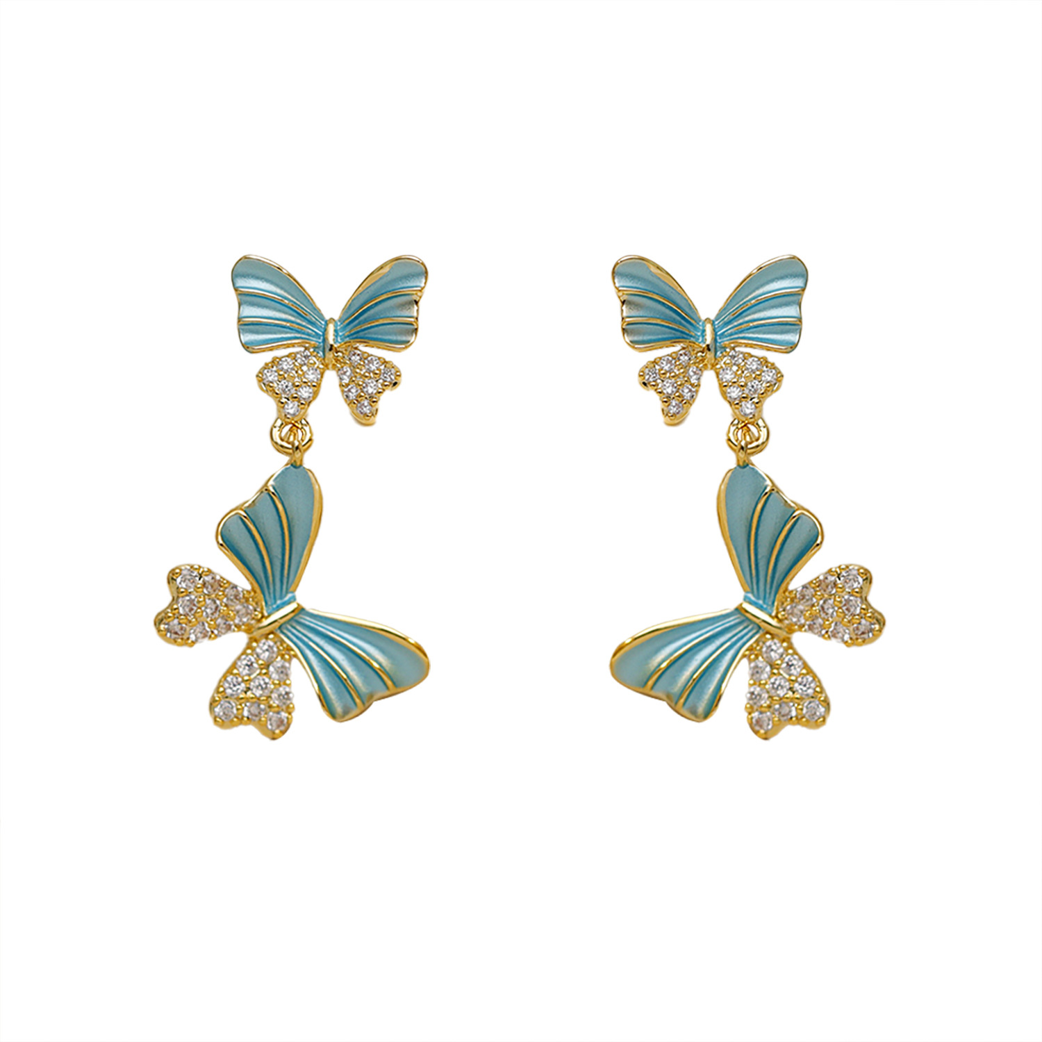 1 Pair Simple Style Classic Style Butterfly Plating Copper 18K Gold Plated Drop Earrings display picture 3