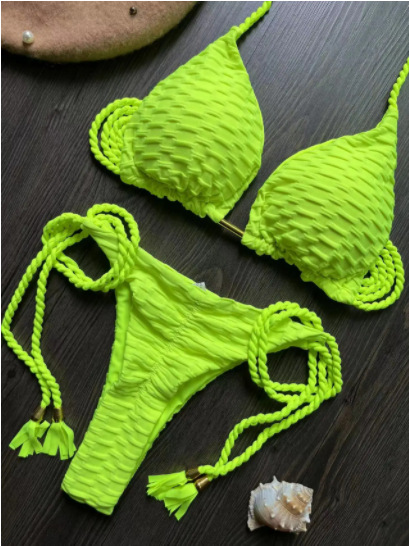Women's Solid Color 2 Pieces Set Bikinis Swimwear display picture 2