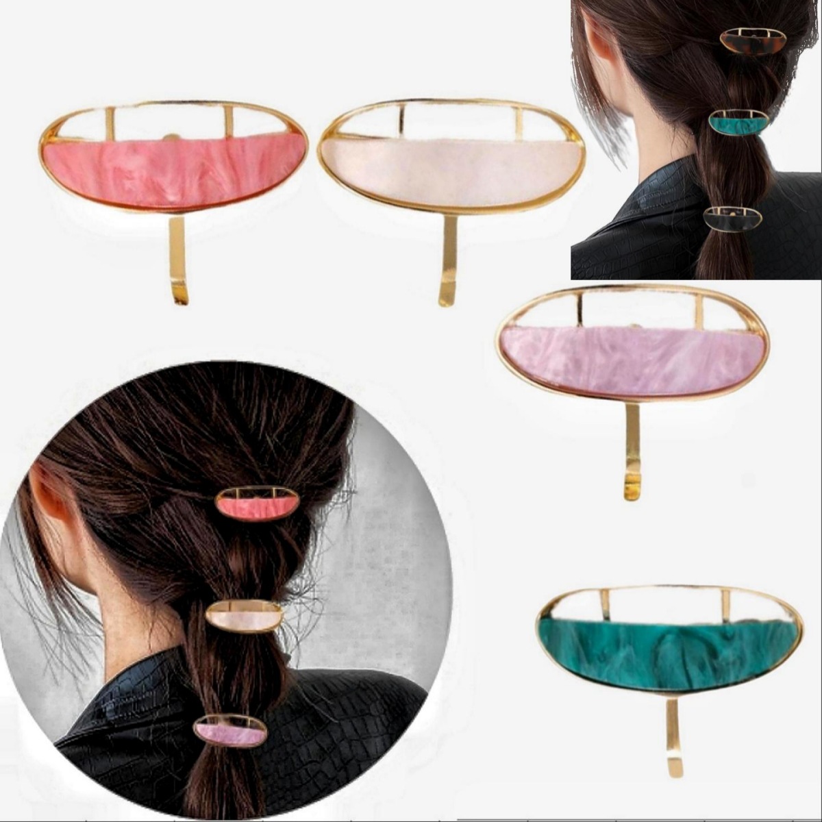 Women's Retro Solid Color Acetic Acid Sheets Plating Hair Clip display picture 2